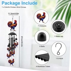 Hummingbird Wind Chimes Outdoor Garden & Yard Decor Black Aluminum Tubes Hanging