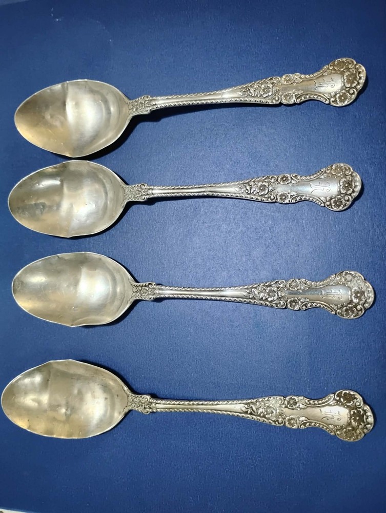 Lot of 4 Solid Sterling Silver Gorham Cambridge Spoons (Damaged)