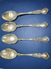 Lot of 4 Solid Sterling Silver Gorham Cambridge Spoons (Damaged)