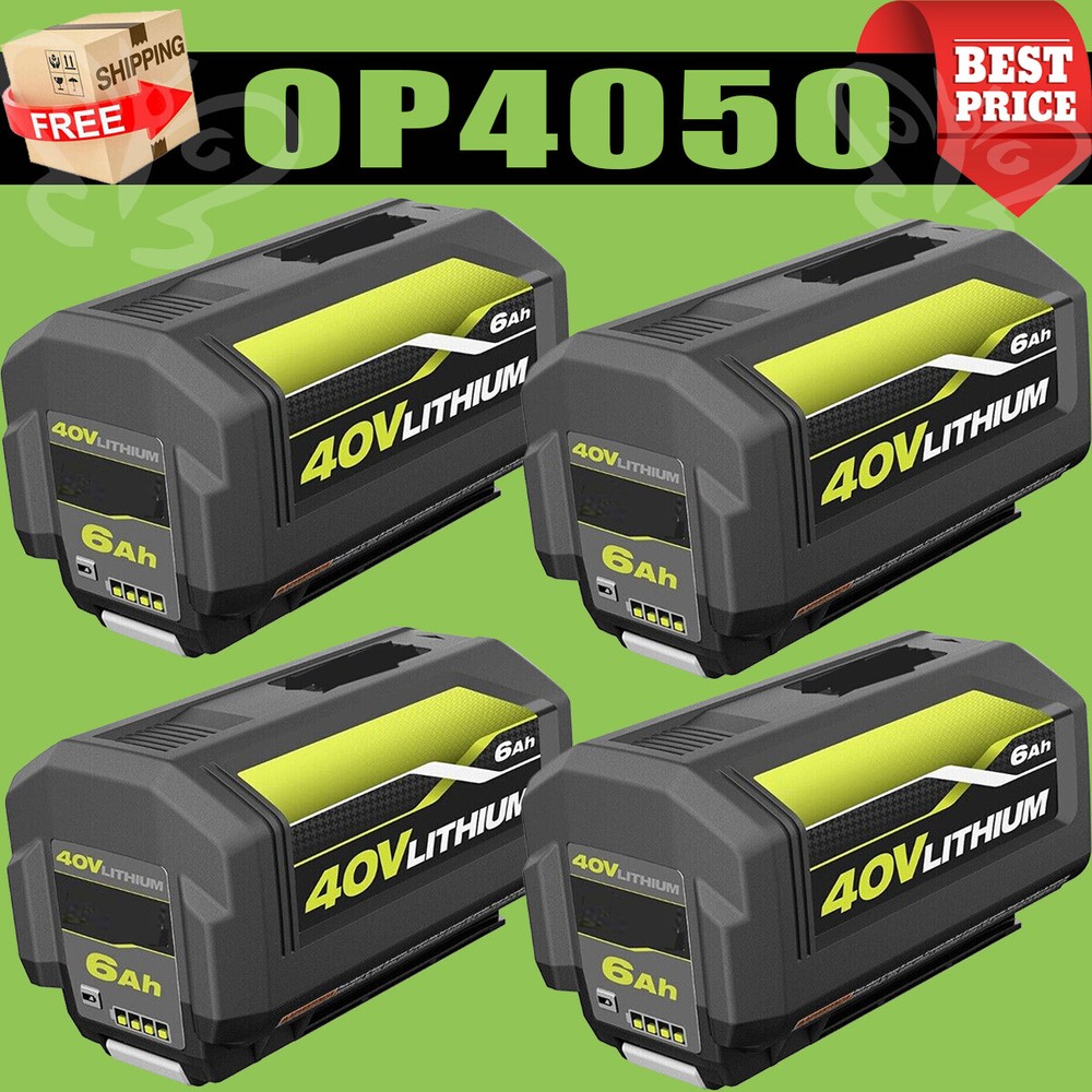 1-4 Pack For Ryobi OP40602 40V 6Ah High Capacity HP Lithium Battery With LED NEW