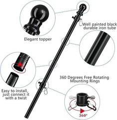 Flag Pole Kit 6Ft Flag Pole House Porch Black Holder Wall Mounting Bracket New