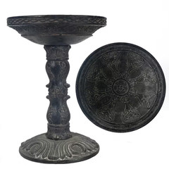 26.5 In. H Cast Stone Fiberglass Rose Aged Charcoal Finish Birdbath