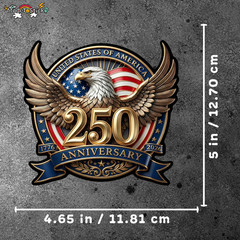 USA 250 Anniversary Bald Eagle Patriotic Vinyl Sticker Decal Car Window (3″x3″)
