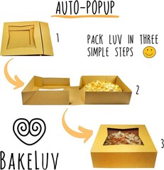 Food Safe 100 Pack Bakery Boxes, 8x8x2.5 Inches – Biodegradable, Window Design