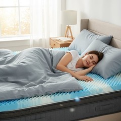 DUMOS 5-Zone Support Memory Foam Mattress Topper,Pain Relief,Cooling Gel Infused