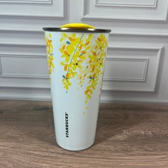 Starbucks Tumbler Thailand Cassia Fistula 16oz White Yellow Floral Stainless Mug