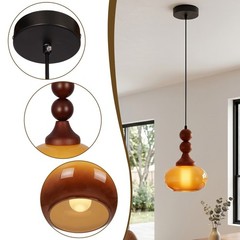 7in Mid Ancient Style Caramel Colored Glass Pendant Light, Home Decoration Light