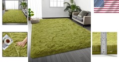 Ultra Soft Fluffy Green Rug – Shag Bedroom Carpet