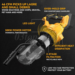 500W Cordless Handheld Vacuum Cleaner Portable Car Auto Home Wireless W/ Battery