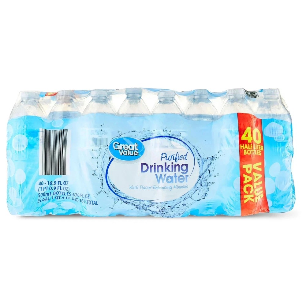 Great Value Purified Drinking Water, 16.9 Fl. Oz., 40 Count, New,,,