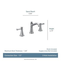 NEW CONDITION MOEN T6405 Belfield 8 in. 2-Handle Bathroom Faucet in Chrome