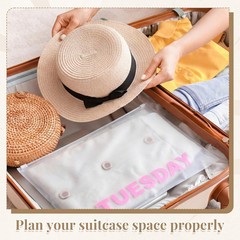 14 Pcs Days of The Week Packing Cube 10×14 Clothing Pouch Summer Camp Trunk O…