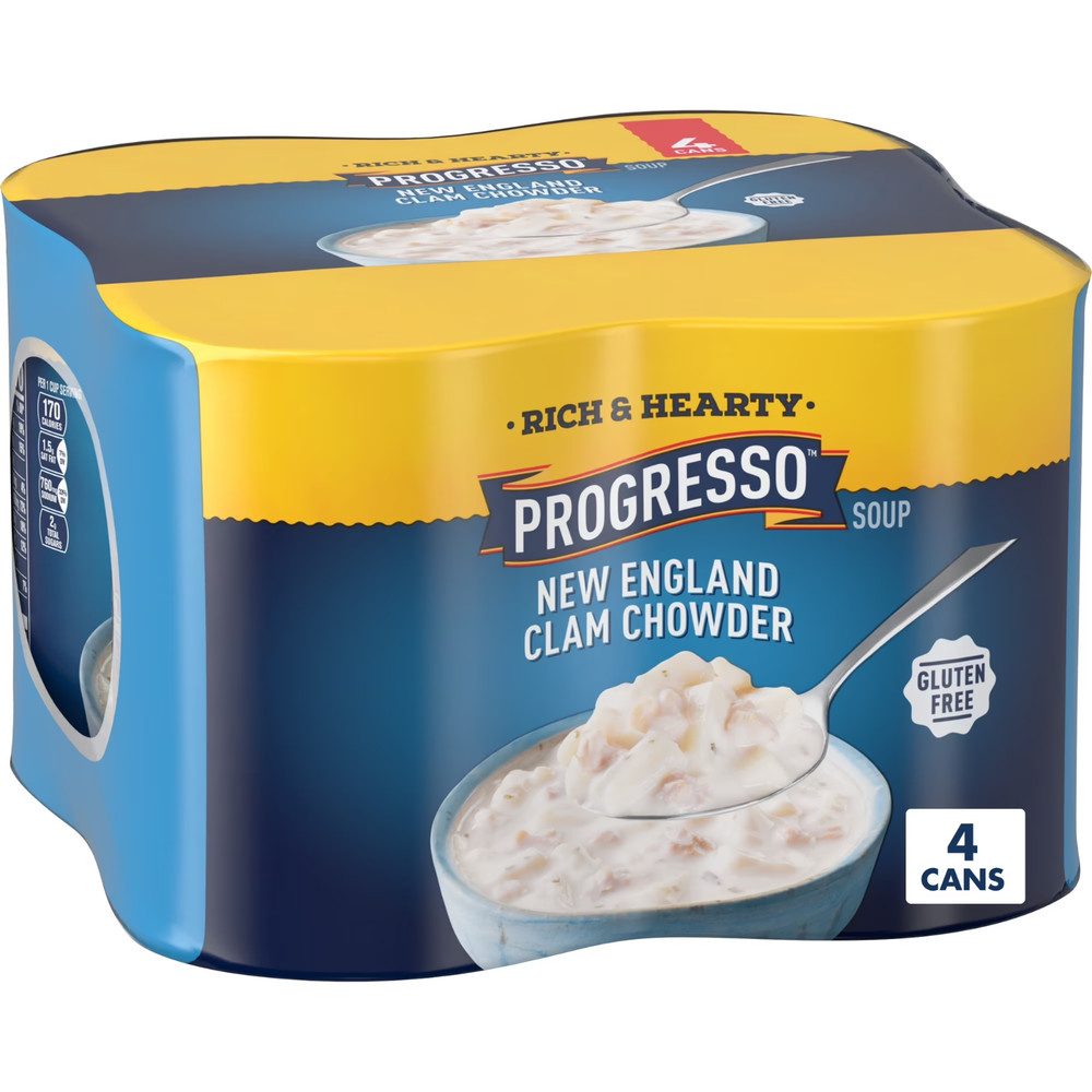 Progresso Rich & Hearty, New England Clam Chowder Soup, 18.5 oz., 4 Pack….