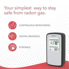 Airthings Corentium Home Radon Detector 223 Portable (3) AAA Battery Operated
