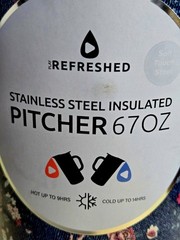 NEW Refreshed Pitcher Stainless Steel Insulated 67 Onz. With Sealed Lid NWT RARE
