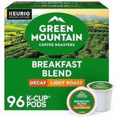 Green Mountain Breakfast Blend Decaf Coffee, Light Roast, K-Cup pods, 96 Ct.