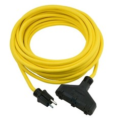 Prime 50ft Extension Cord 12 AWG Gauge 12/3 SJTW 3-Outlet Triple Tap Outdoor