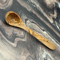 10″ Olive Wood Ladle Handmade in Tunisia, Gorgeous Unique Wood Characteristics