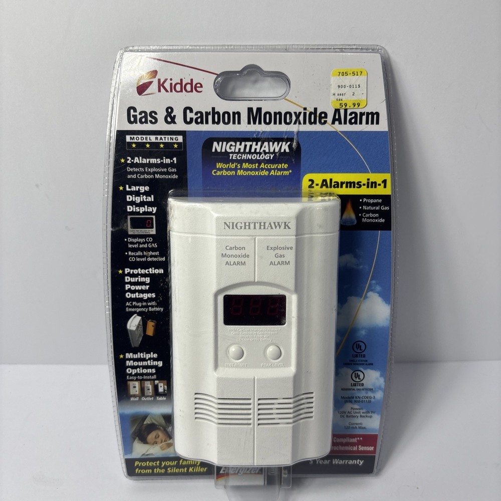 Kidde Nighthawk KN-COEG-3 Explosive Gas Alarm Carbon Monoxide Alarm Detector New