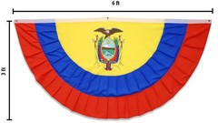 Ecuador 3x6ft Pleated Bunting Flag Ecuador Bunting Half Circle Flag