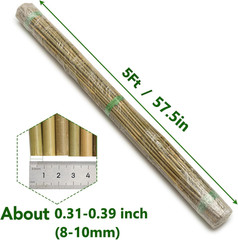 70 Pcs Bamboo Stakes, 5 Feet (57.5Inch) Natural Bamboo Garden Stakes for Plant,