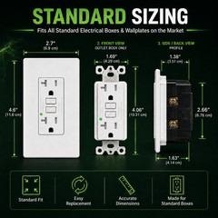 20A AMP GFCI GFI Safety Outlet Receptacle w/ Wall Plate – White, ETL Listed TR
