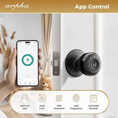 ARPHA Keyless Smart Door Knob Fingerprint Entry Auto Lock Handle D258 Door Lock