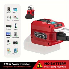 Portable Power Source Kit for Milwaukee 18V Battery AC DC Outlet 100W USB-C LED