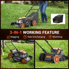 Mutaomay 21″ Gas Lawn Mower 3-in-1, 170cc, Self Propelled, 17Gal Grass Catcher