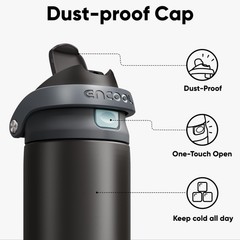 ENCOOL Leakproof Insulated Water Bottle with Straw Dual-Sip Water Bottle Bag-…