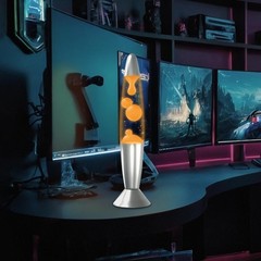 16-Inch Silver Base Lava Lamp with Yellow Wax in Purple Liquid