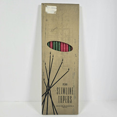 Vintage Penn Slimline Tapers Candles Red Green Set Of 12 MCM 15″ Christmas Decor