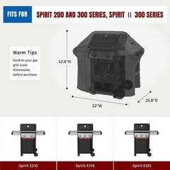 7106 Grill Cover for Weber Spirit 200, 300 Series, Spirit II 300, 52 x 42.8 Inch