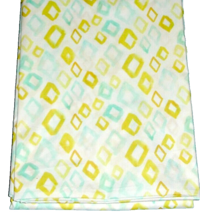 Sferra Geometrico Twin Flat Sheet Cotton Percale Aqua Yellow Diamond Print NEW
