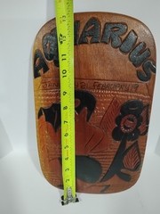 Vintage Handmade Carved Wooden Aquarius Zodiac Wall Plaque Signed by Artist Hays