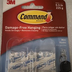 1 Pack 6 each Command Mini Hooks Clear.Holds 0.5 lb. 24 Hooks adhesives total