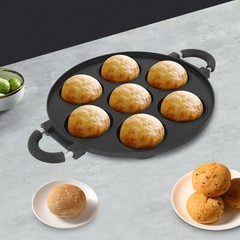 15.35*11.02*2.17″ Black Round Aluminum 7 Holes Takoyaki Pan Maker Hand Wash Only