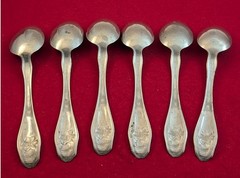 Set Of 6 International Rogers Nickel Silver INS237 Art Nouveau Teaspoons 5 7/8″