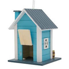 Radiant Treasures Wooden Restaurant Handmade Birdhouse in Blue