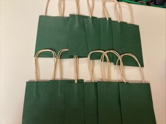 Set Of 12 Green Gift Bags With Jute Handles. New. Christmas Or Anytime Gifts.