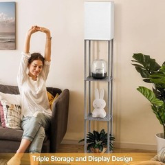 Open Top Floor Lamp W/ Shelves 3 Color Temperature LED Bulb Storage Display New