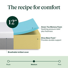 Zinus Queen 12 Inch Green Tea Essential Memory Foam Mattress New Model