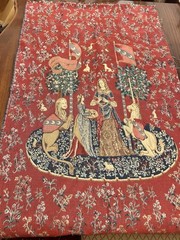 Vintage Tapestry The Lady & The Unicorn 26.5”x 46” Medieval Unfinished & Unframe