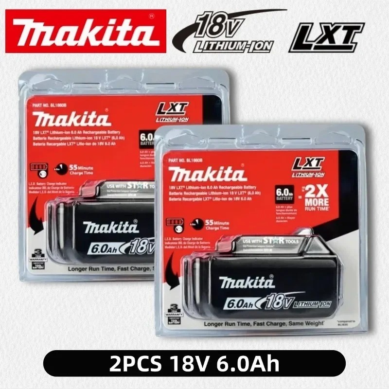 Makita BL1860B-2 18V LXT Lithium-Ion 6.0 Ah Battery – Pack of 2