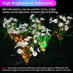 Solar Garden Lights Outdoor Waterproof LED Flower Stake Lamp Yard Patio Decor
