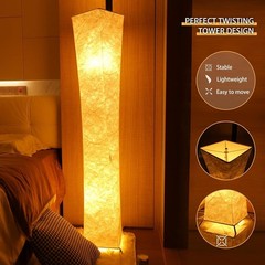 61″ Modern Floor Lamp with Fabric Shade, Standing Lamp for Bedroom Living Room