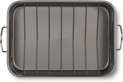 Roasting Pan Nonstick 11X15 – Heavy Duty Metal Bakeware Dish with Rack – Large O