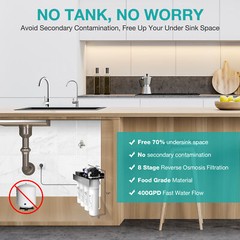 T1-400GPD UV Tankless Reverse Osmosis RO Water Filtration System Extra 7 Filters