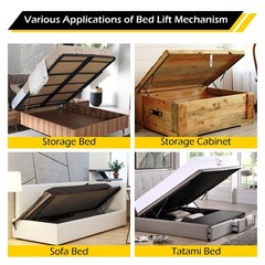 4.6FT Bed Lift Mechanism, Pneumatic Gas Spring, 286.6-319.7lbs Capacity, Storage