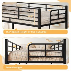 Twin Over Twin Bunk Bed Heavy Duty Metal Bunk Bed Frame for Adults Teens Black